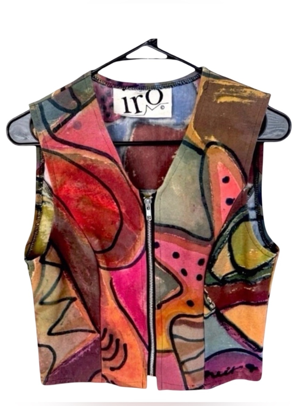 IRO Women’s Full-Front Zip Vest. Red, Green, Blue, Yellow. Small